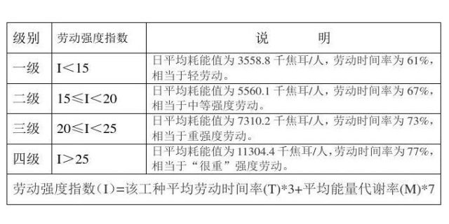 体力劳动强度分级什么意思